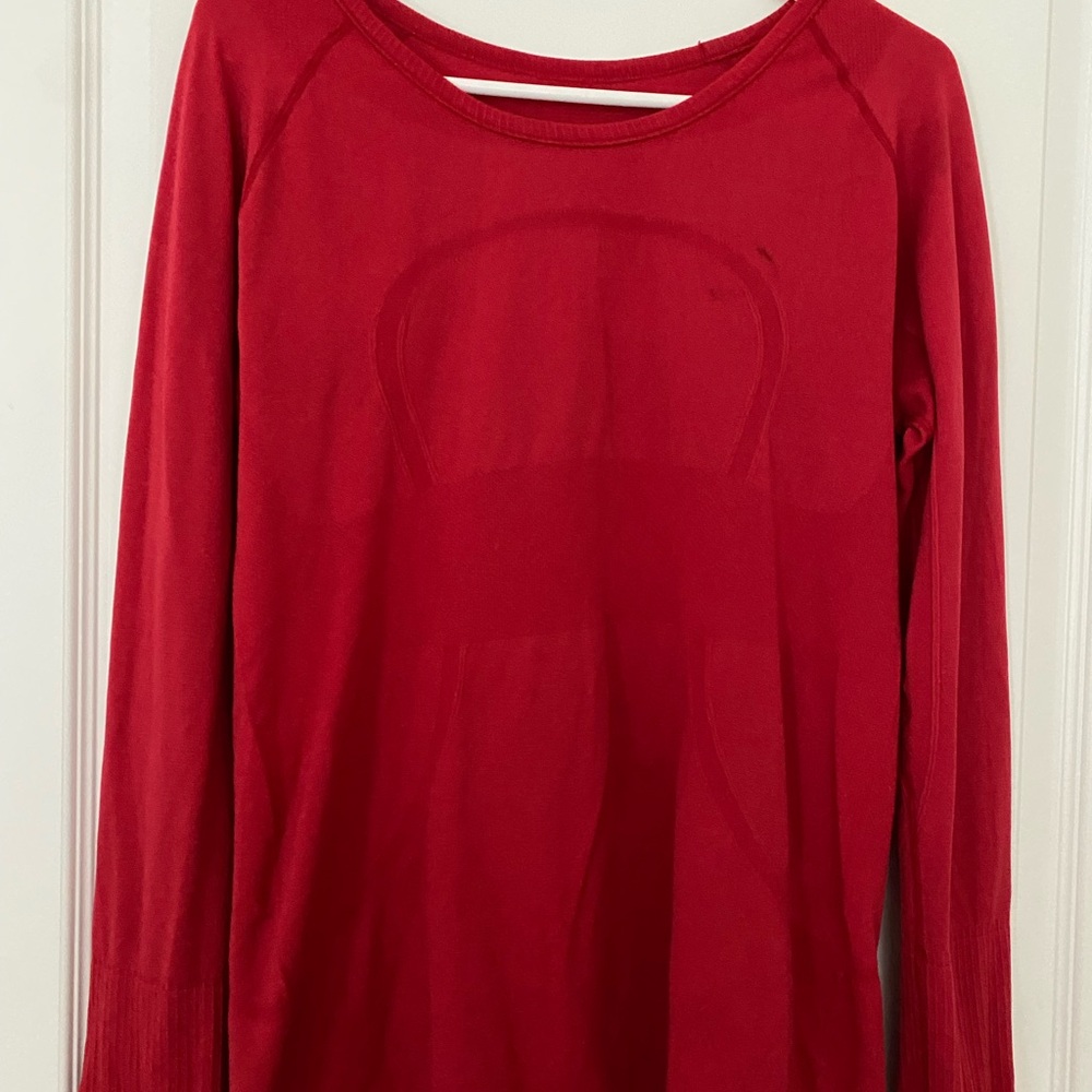 Red Long Sleeve Lululemon Athletic Top